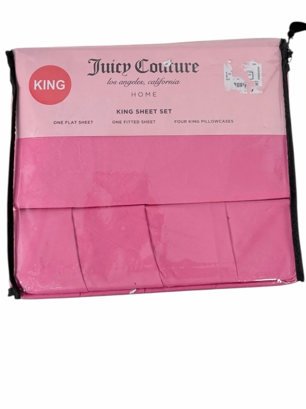 Juicy Couture Home King Sheet Set Bright Pink 6 Piece Bedding Set Flat Fitted